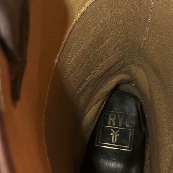 FRYE Brown Leather Mid Calf Campus Smooth Shaft Western Boots Low Heel Size 9 - Picture 8 of 16